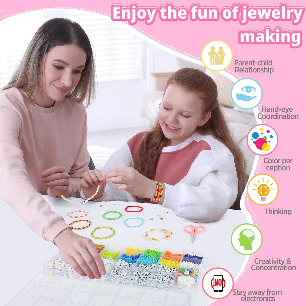 URMYWO Juego de cuentas para pulseras, mini juego de abalorios, cuentas para enhebrar para Navidad, kit de creación de pulseras, adultos para Navidad, vacaciones, cumpleaños, fiestas