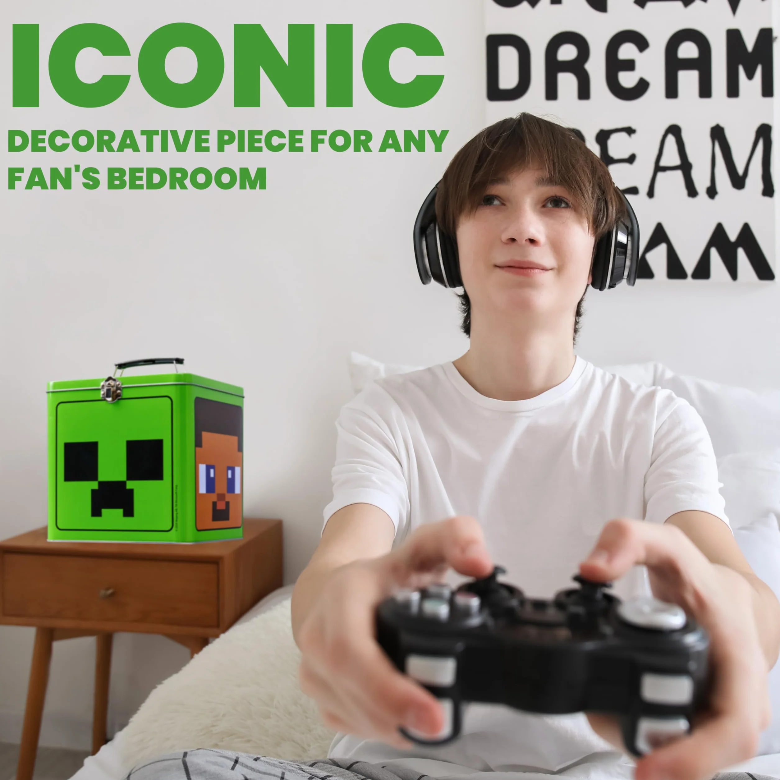 Minecraft Lata de Galletas para Niños, 18 x 18 cm - Lata decorativa para Galletas - Regalo Gamers