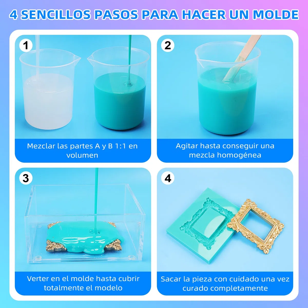 Silicona Líquida para Moldes 15 Shore A - Caucho de Silicona No Tóxico, de Curado Rápido Mezcla 1:1, para Resina, Velas y Manualidades （Verde Jade, 2.3 kg）