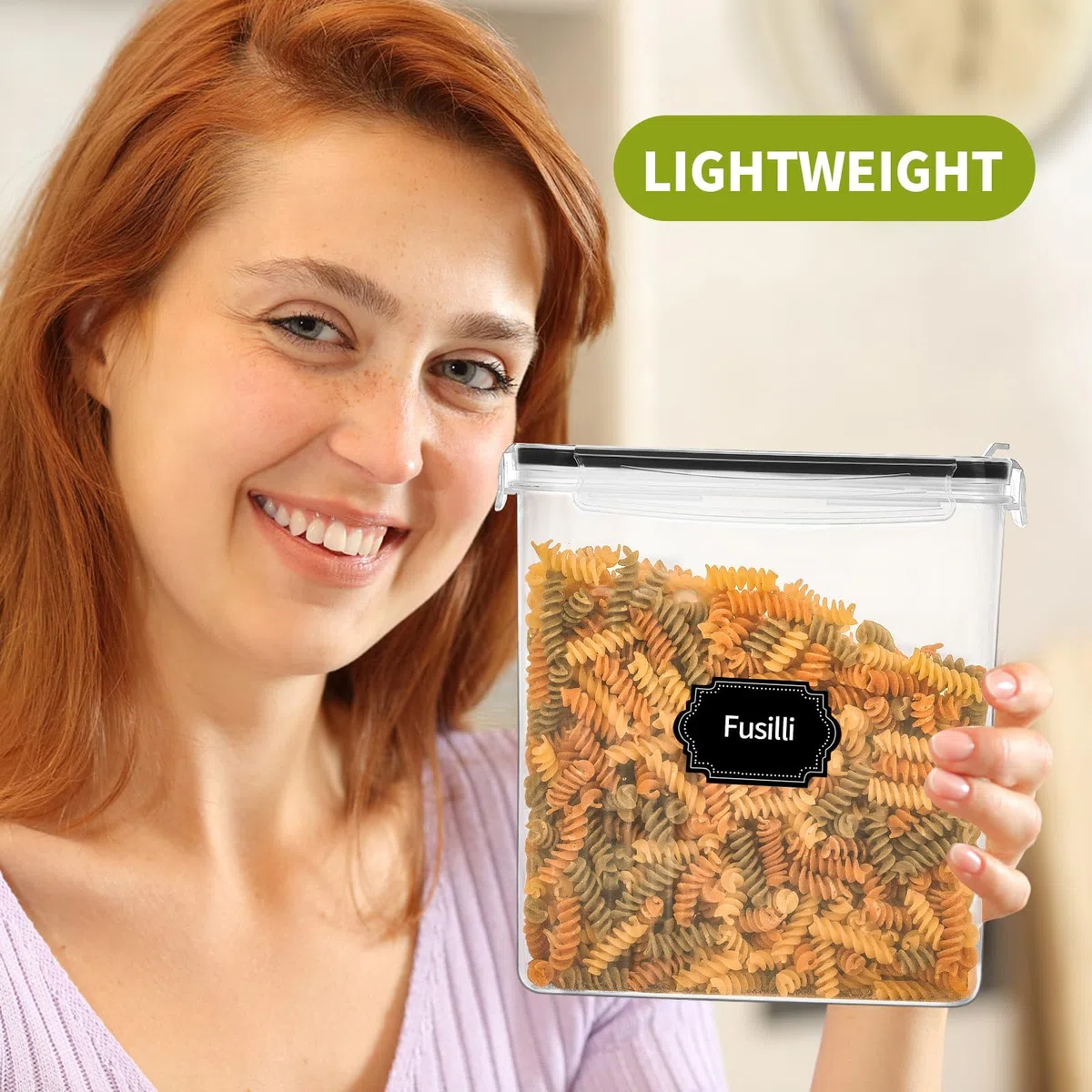 Skroam 8 unidades de contenedores de almacenamiento para cereales [135.2 oz/4L], contenedores de almacenamiento de alimentos herméticos con salida para servir para la organización y almacenamiento de