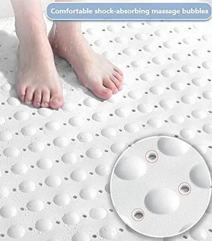 Alfombrilla de Ducha Antideslizante | Antibacteriana Antimoho | PVC con Ventosas | para Mayores, Embarazadas (Gris, 80x120cm)