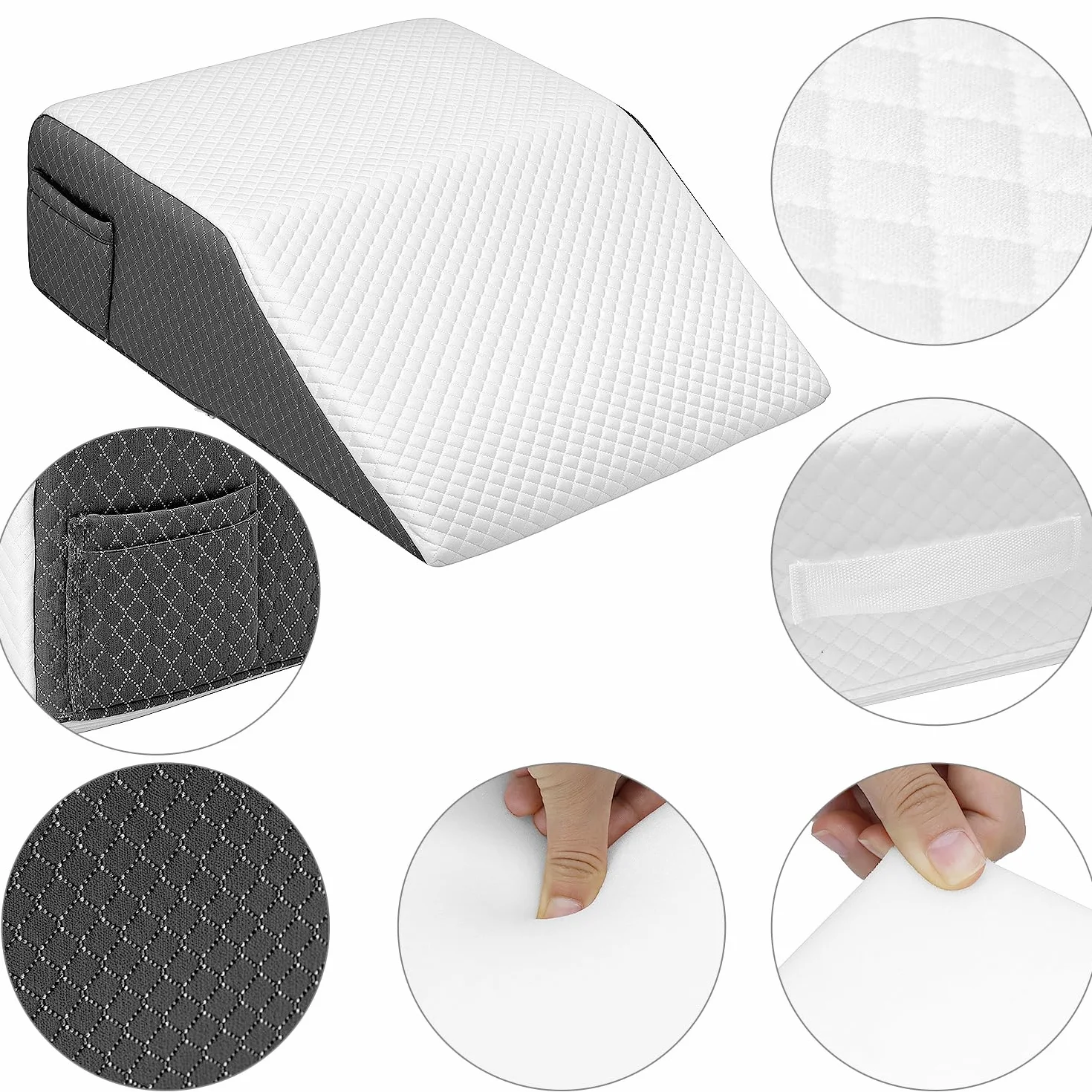 QWORK® Almohada para piernas, 61x51x20CM ergonómica cuña elevar piernas, cojin piernas Dormir de Espuma viscoelástica
