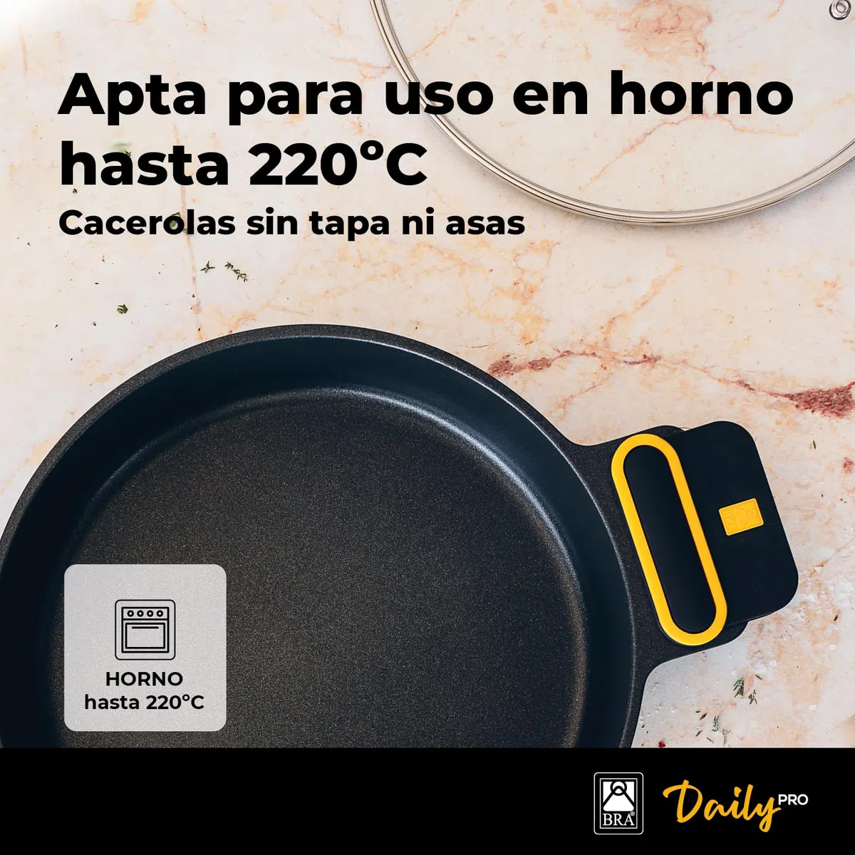 BRA Daily Pro | Cacerola alta 32 cm aluminio fundido, antiadherente sin PFOA, apta para todo tipo de cocinas e inducción