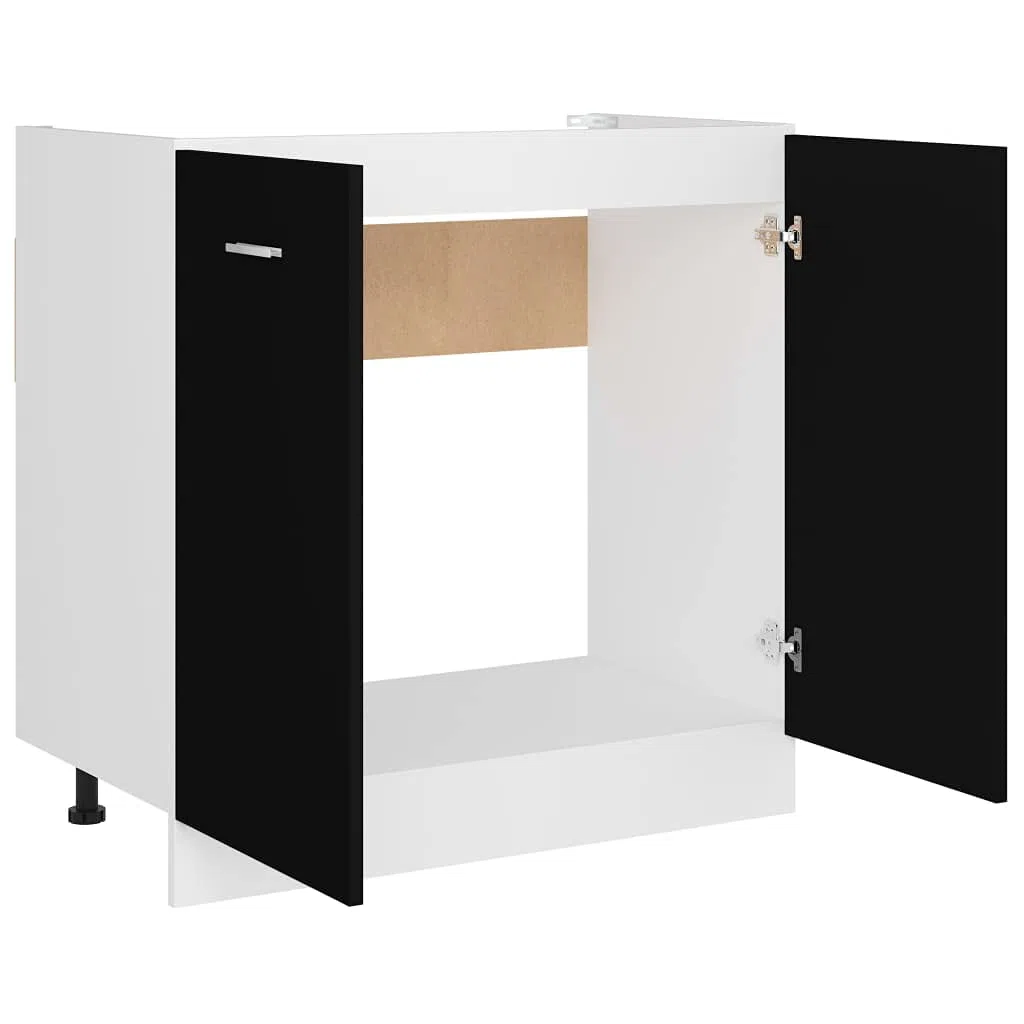 Wakects - Mueble de Cocina Bajo Fregadero con 2 Puertas, de Aglomerado, 80 x 46 x 81,5 cm, Color Negro