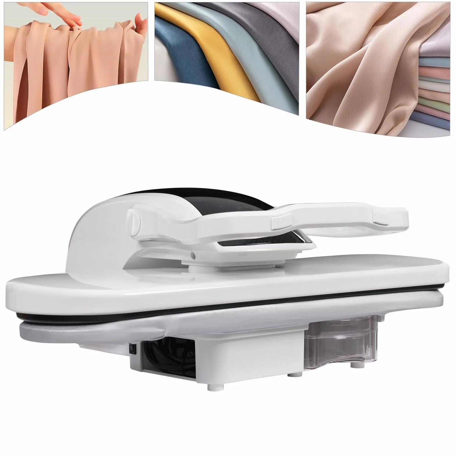 Prensa de vapor inteligente blanca – Prensa de vapor digital con varios ajustes de tela – para dormitorio, sala de estar, tienda de ropa – 68 x 53 x 26 cm