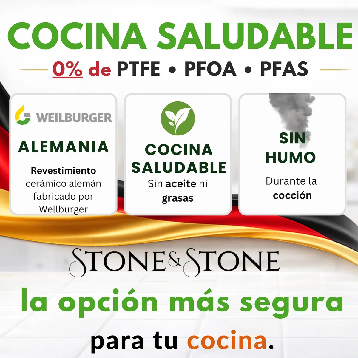 Stone&Stone Fuente para Horno Antiadherente 34x8 cm Rectangular Fuente Lasaña Bandeja Horno con Revestimiento Cerámico Alemán Greblon Apta para Inducción Gas y Horno Sin PFAS PFOA PTFE + Tapa Espátula