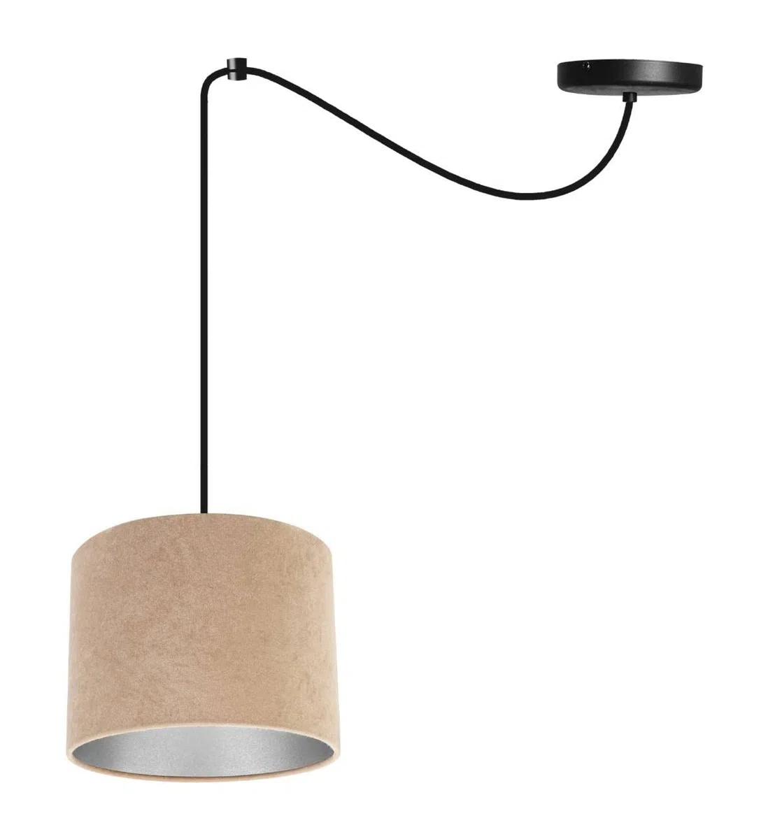 Light-Home Spider Milan Lampara de Techo Colgante - Lámpara de Araña - Lampara de Techo Modernas - Metal y Tela - 1 Luce - E27 - Beige y plata