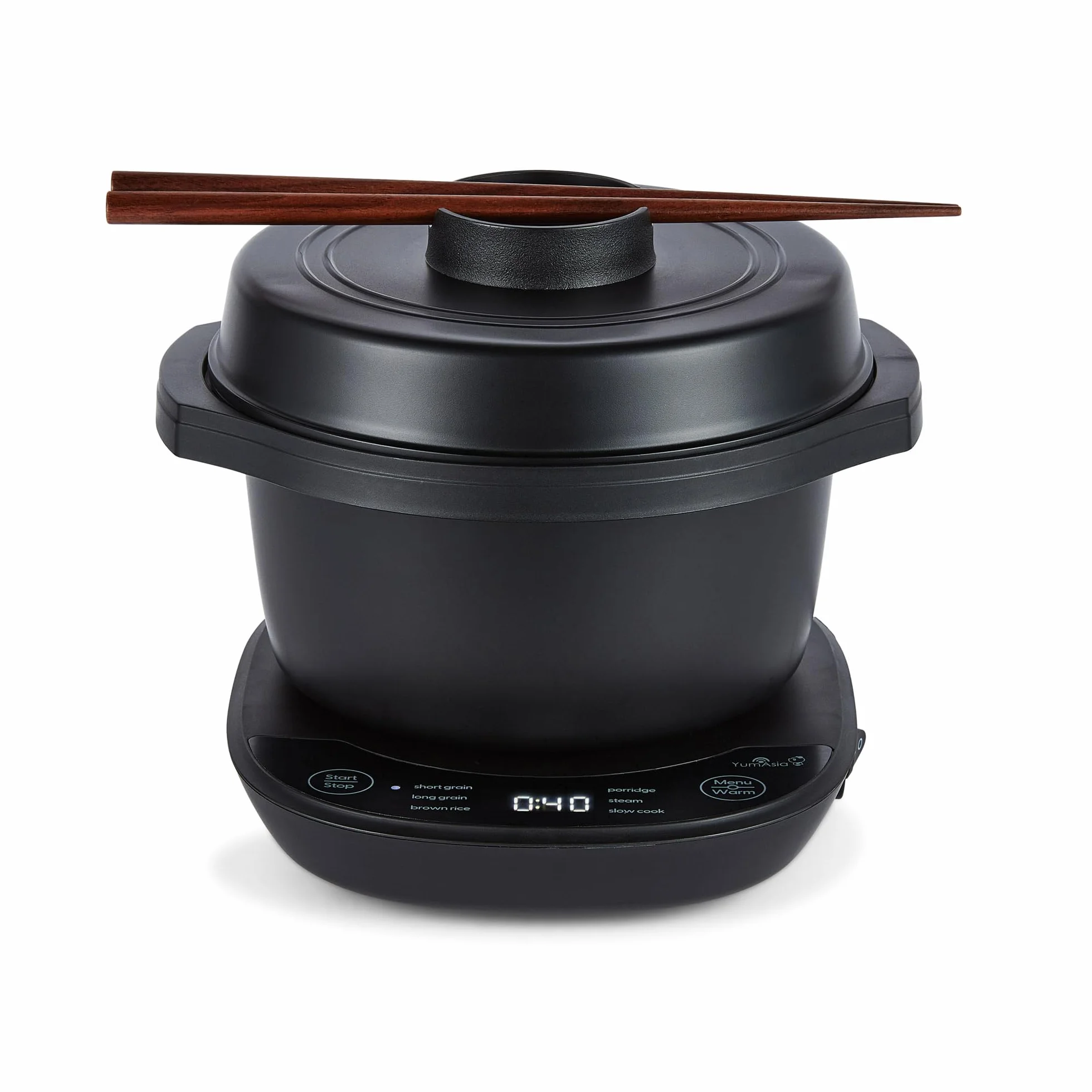 Yum Asia Kotori Mini olla de arroz Donburi con lógica difusa avanzada, cuenco de cerámica ninja (1 taza, 0,18l), 3 funciones de arroz, 3 funciones multicocina, pantalla LED, 220–240V (Negro antracita)