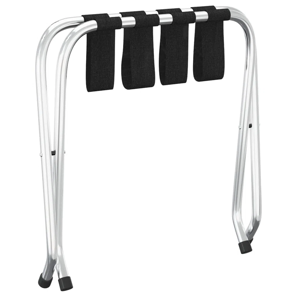 vidaXL Soporte para Maletas Taburete Equipaje Hoteles Almacenamiento Dormitorio Habitación Posadas Hostales Negro y Plateado 56x40x49 cm