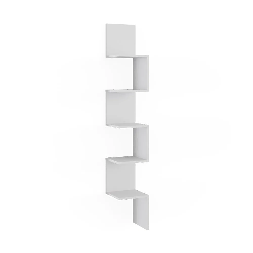 Vicco Estantería esquinera Paolo, Blanco, 28 x 175.4 cm con 5 Compartimentos, montable para almacenar Libros y Objetos Decorativos