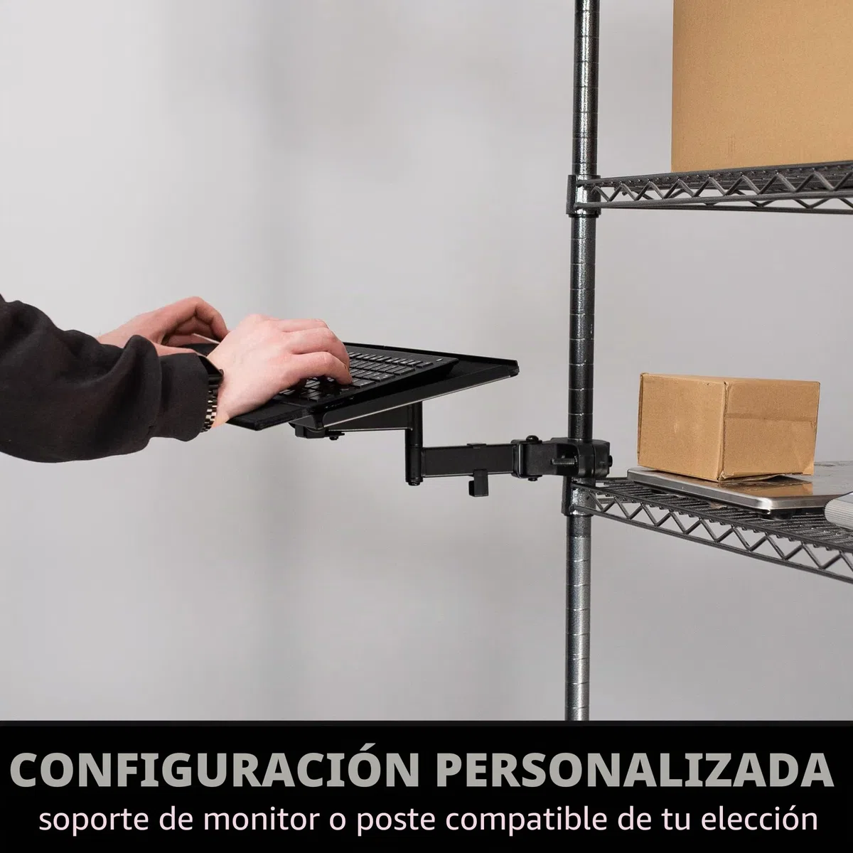Vivo Mount-POLEKB Soporte Universal para Bandeja de Teclado y ratón de 66 cm, rotación de 360 Grados, posición de Escritura Neutra, Color Negro