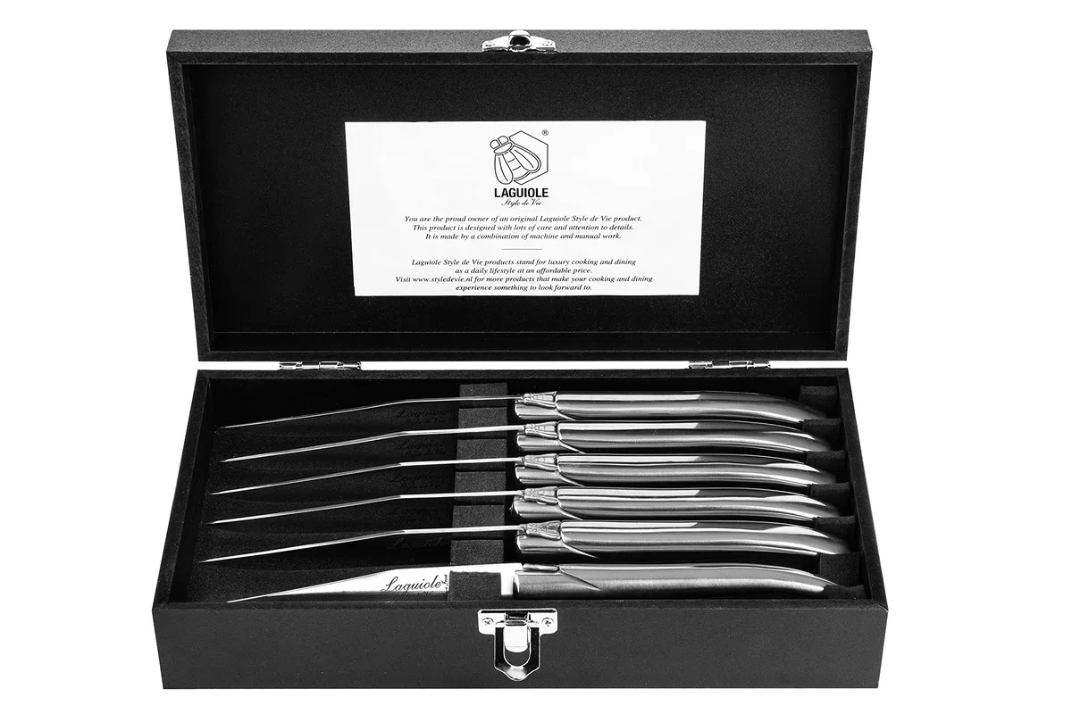 Laguiole Style De Vie Filete de línea de lujo cuchillo, 6-piezas, acero inoxidable