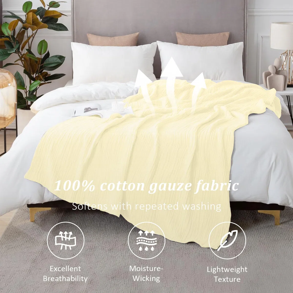 MeYuxg Manta de muselina de 150 x 200 cm, manta de muselina para adultos, 100 % algodón, manta de muselina, manta de muselina, colcha de muselina, edredón para cama y sofá, manta para todo el año