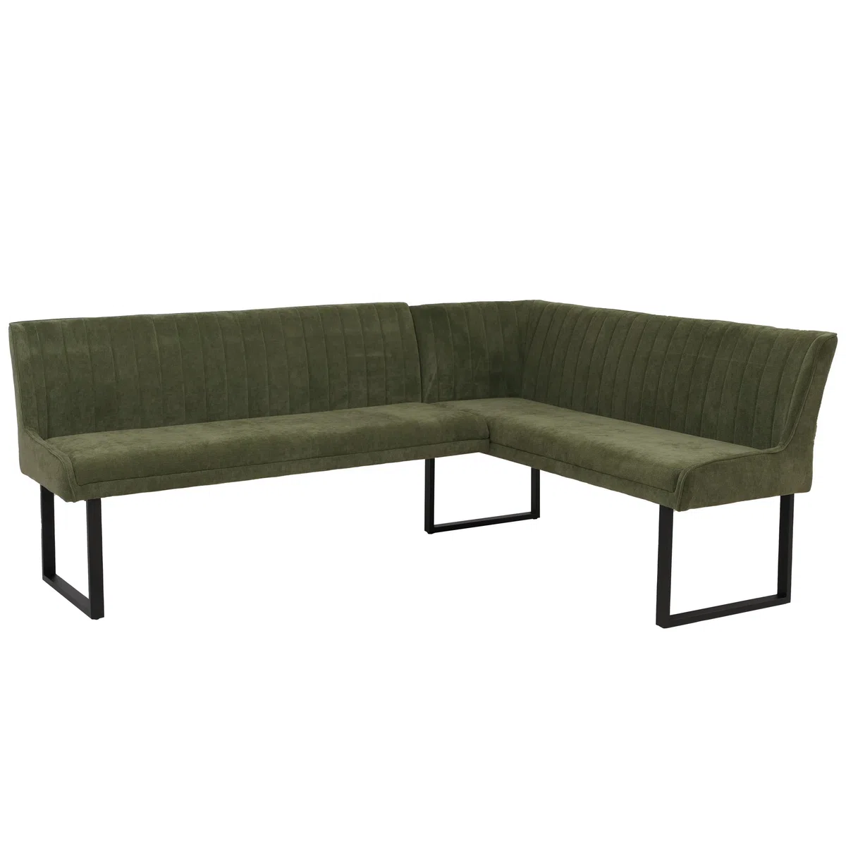 Banco de esquina HWC-O82, banco de comedor, Öko-Tex (310 g/m²), tela de chenilla, textil y metal, 210 x 159 cm, color verde