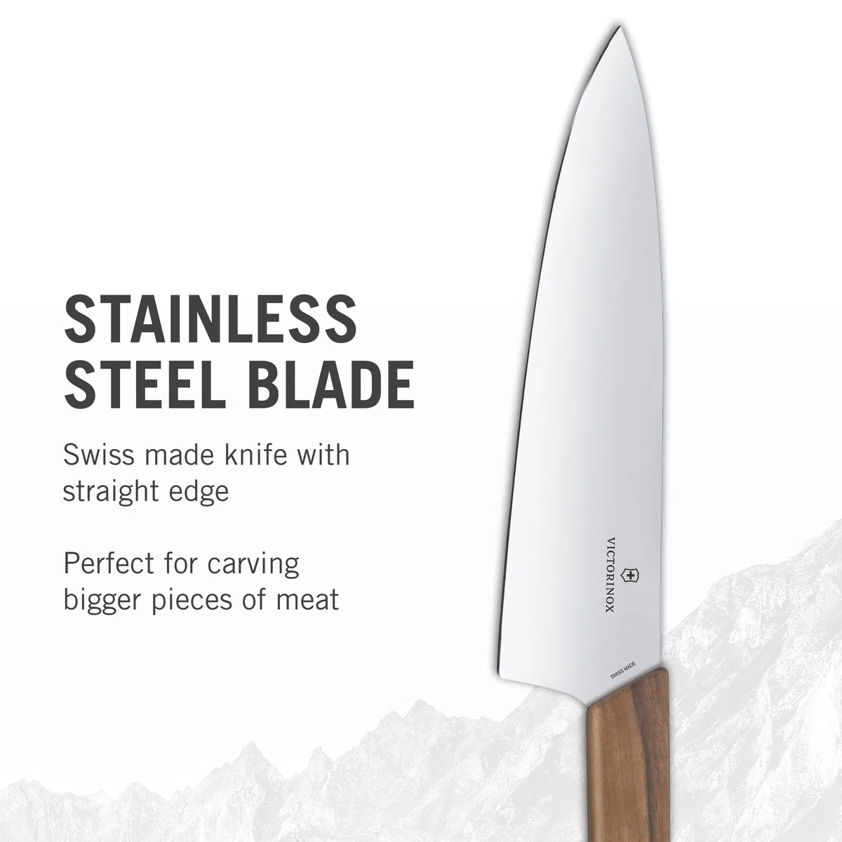 Victorinox Swiss Modern, Cuchillo profesional para trinchar, Hoja extra afilada, afilado recto, 20 cm, Elegante mango de madera, Acero inoxidable, Marrón