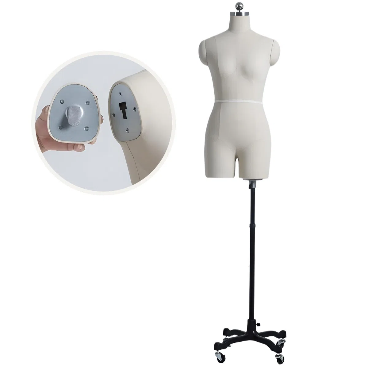 Maniquí ajustable de medio cuerpo de espuma suave con forma de vestido, alfileres insertables para confección de modelo femenino, maniquí de sastre,Withoutarms-XL-Model86