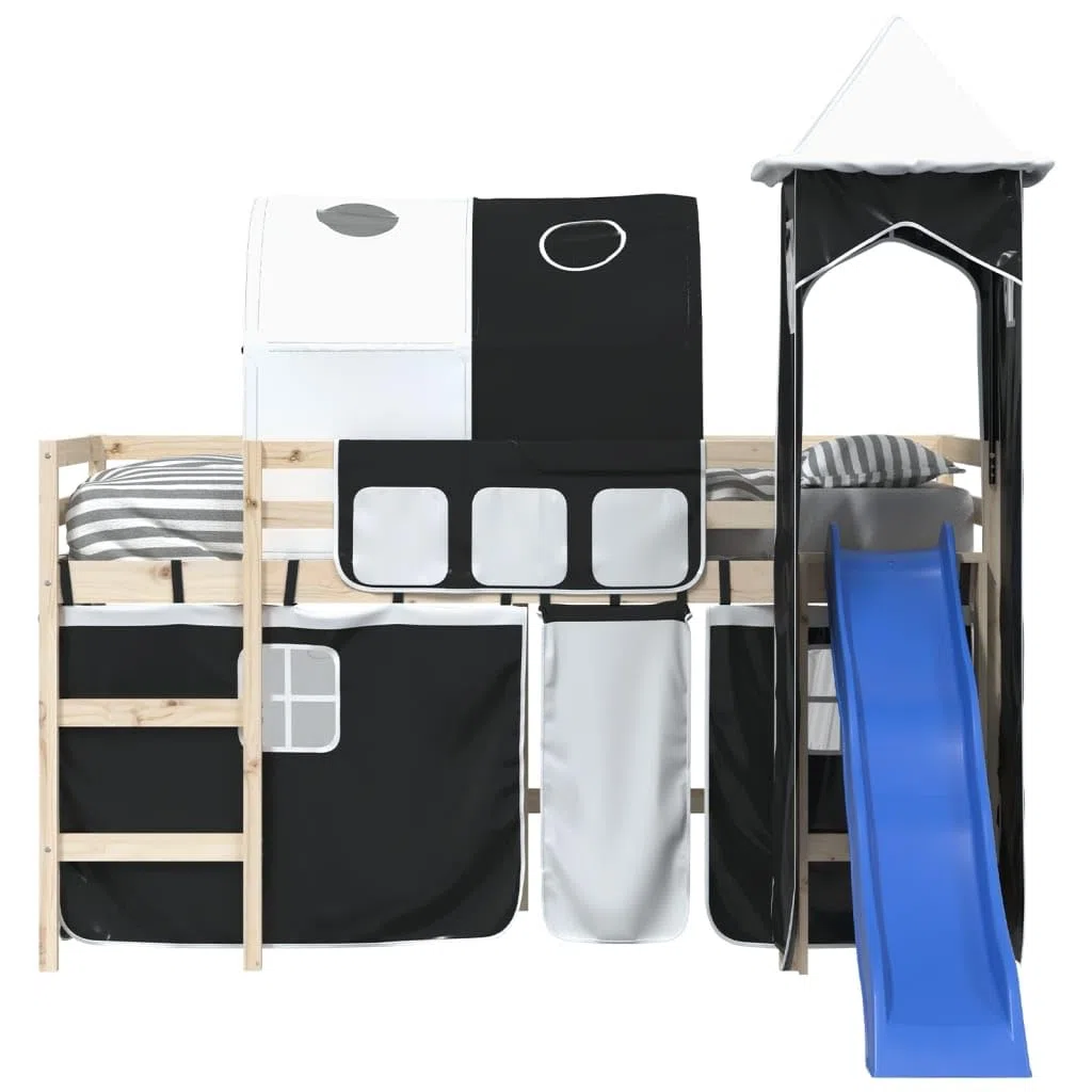 Genérico Cortinas para Cama Alta con túnel y Torre y Negro Mobiliario, Camas y Accesorios, Accesorios para Camas y somieres Negro 3,26 kg