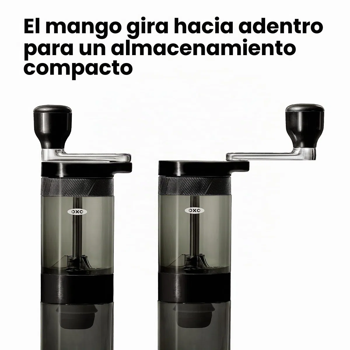 OXO Brew Molinillo de café manual – rebabas cónicas de acero inoxidable, 40 configuraciones de molienda, compacto y portátil, mango cómodo, tolva de fácil llenado