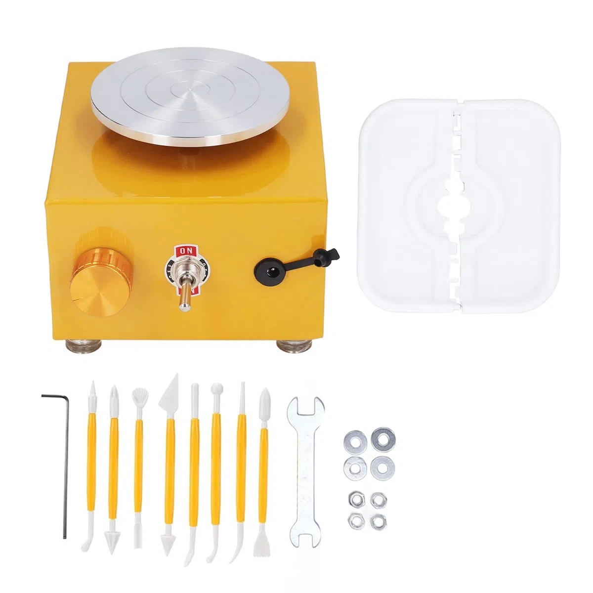 Mini Rueda de Cerámica, Máquina de Formación de Cerámica de Velocidad de 0-2000 RPM con Lavabo Desmontable y Herramientas de Arcilla para Bricolaje, para Niños, Trabajo de Cerámica