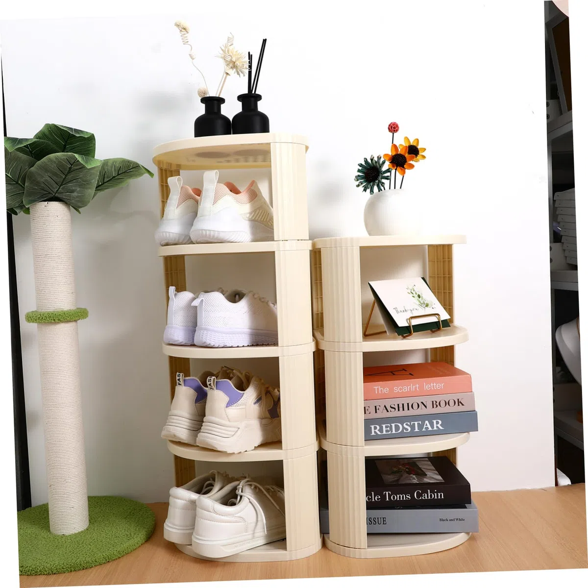 Estante Organizador De Zapatos De 9 Niveles, Zapatero Estrecho De Esquina Hogar, Estructura Vertical De Plástico Resistente Que Ahorra Espacio y Permite Montaje Rápido para Entrada