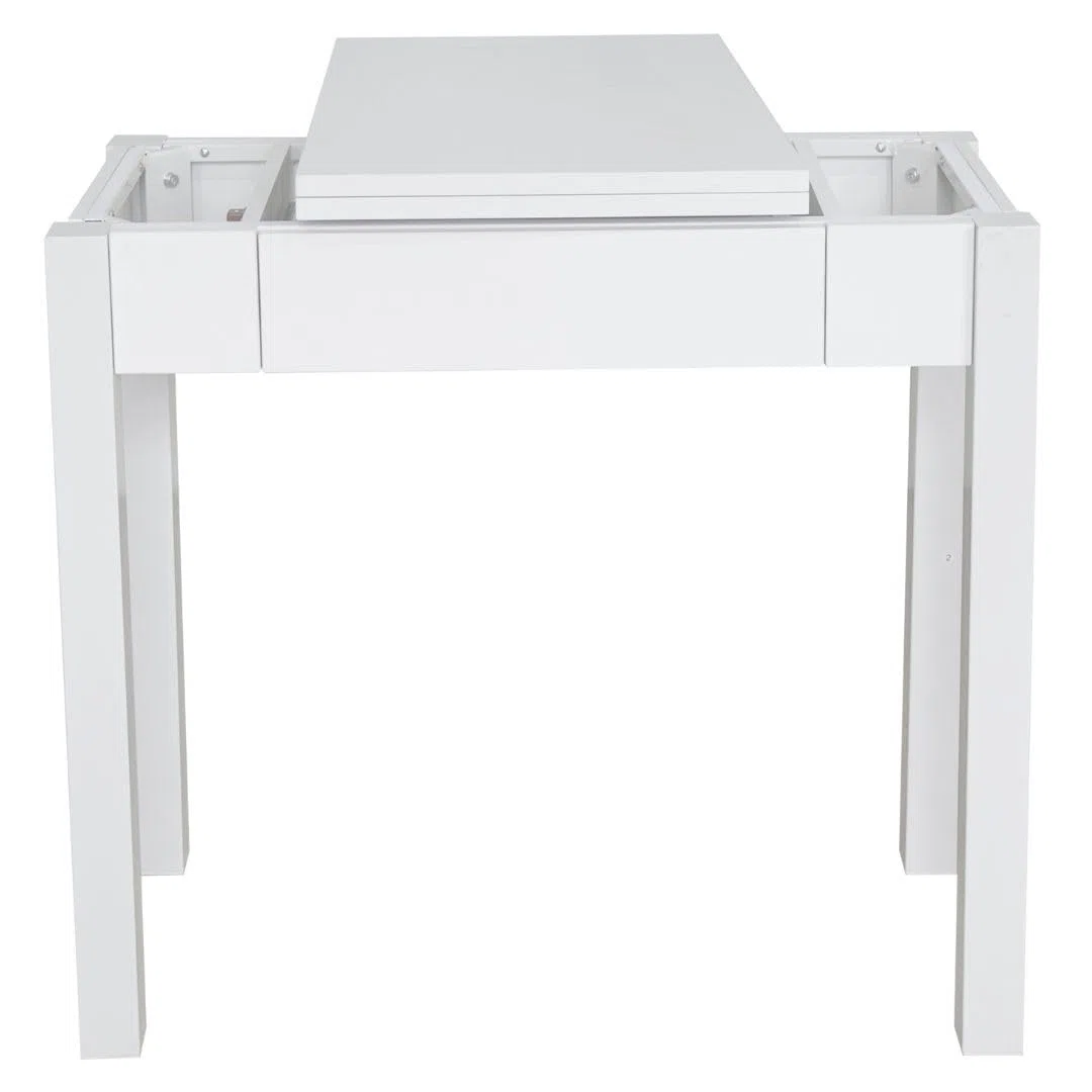 Mesa Cocina Plegable Extensible Cocina - Pequeña con Cajón y Cubertero - Mesa Libro Medidas: 80x40 / 80x80 cm. (Blanco)