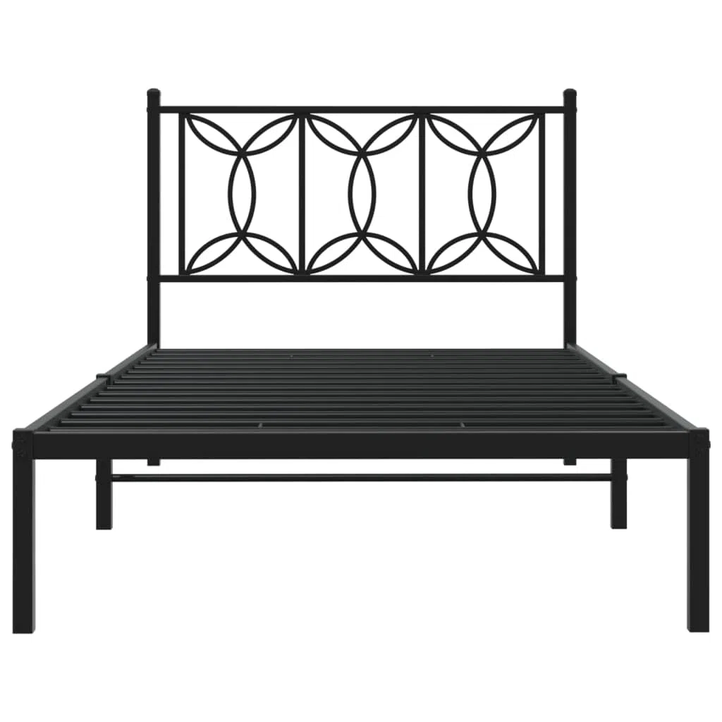 vidaXL Estructura de Cama con cabecero Metal Negro 100x190 cm, armazón de Cama, Cama, Muebles de Dormitorio, Marco de Cama, Cama Individual