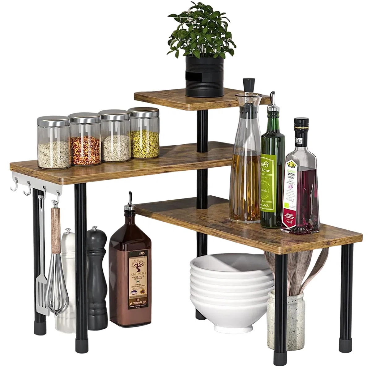 Estantería esquinera de cocina, estante de esquina para cocina, baño, esquina de mesa, multinivel, tridimensional, ahorro de espacio, estante para especias, estante cosmético, soporte para