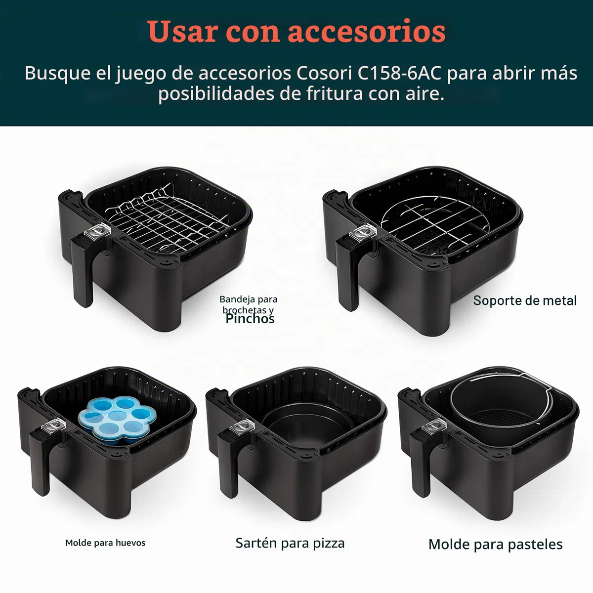 COSORI Cesta de repuesto para freidora de aire de 5.8 cuartos de galón para freidoras de aire CP358 y CS358, cesta antiadherente para freír, apta para lavavajillas, color negro
