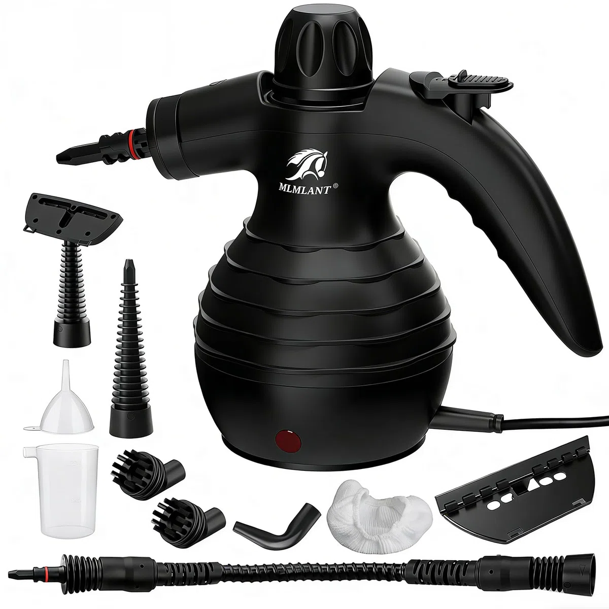 MLMLANT Limpiador de vapor manual, multifuncional con bloqueo de seguridad y kit de accesorios de 10 piezas, para hogar, coche, alfombras, sofás y cocina.