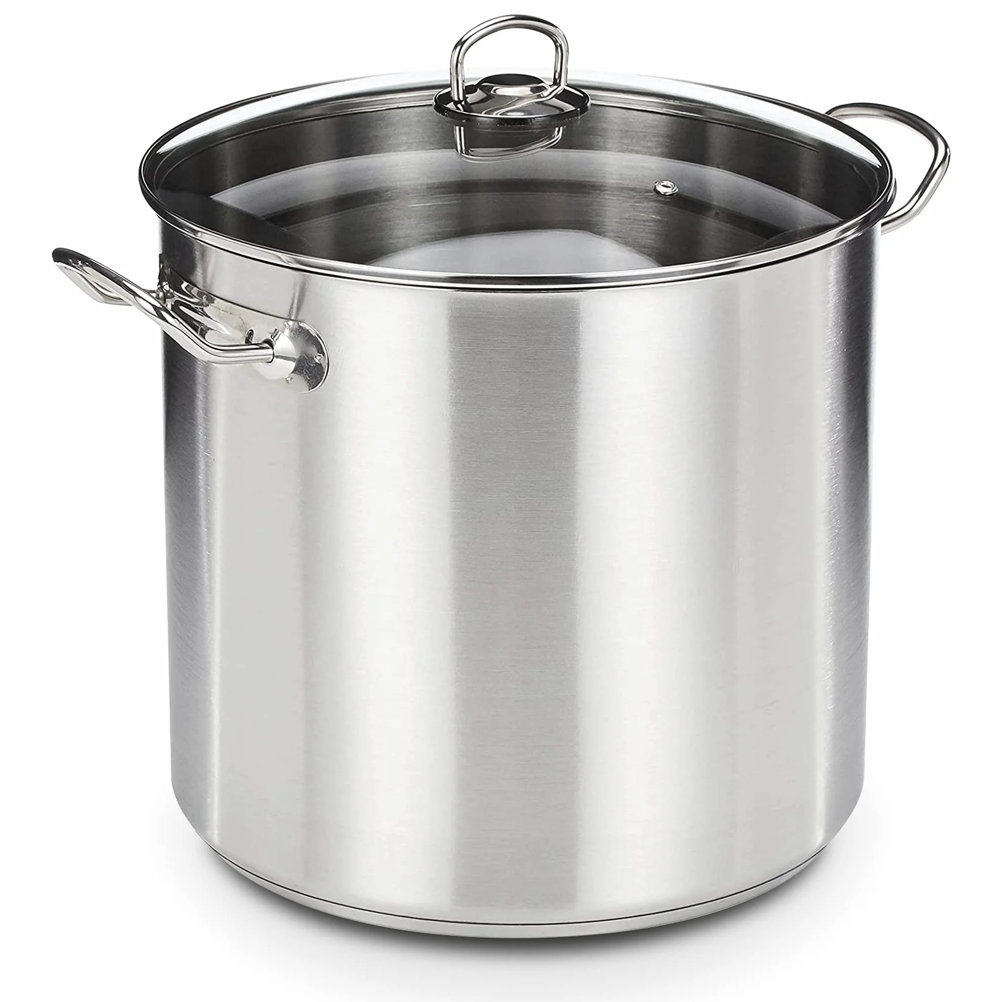 GSW 643474 - Olla grande profesional con tapa de cristal 30 x 28 cm / aprox. 20 litros, de acero inoxidable, plateada, 44 x 31,5 x 29,5 cm, 2 unidades