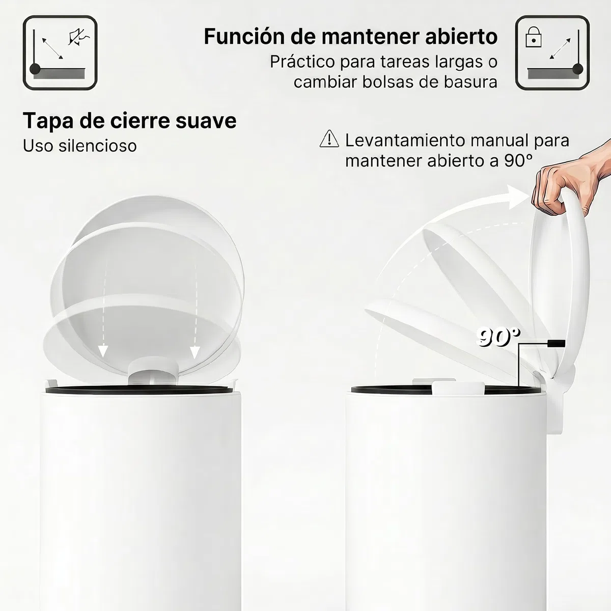 HOMCOM Cubo de Basura para Cocina 30L Papelera de Cocina con Pedal Tapa de Cierre Suave y Cubo Extraíble para Dormitorio Oficina Estudio Salón Crema