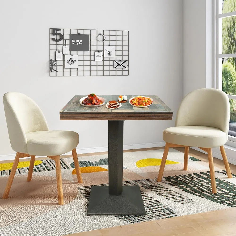 Mesa alta de metal para 4 personas, mesa alta para cena, restaurante, casa, interior, comedor, 60 x 60 x 75 cm (parquet)
