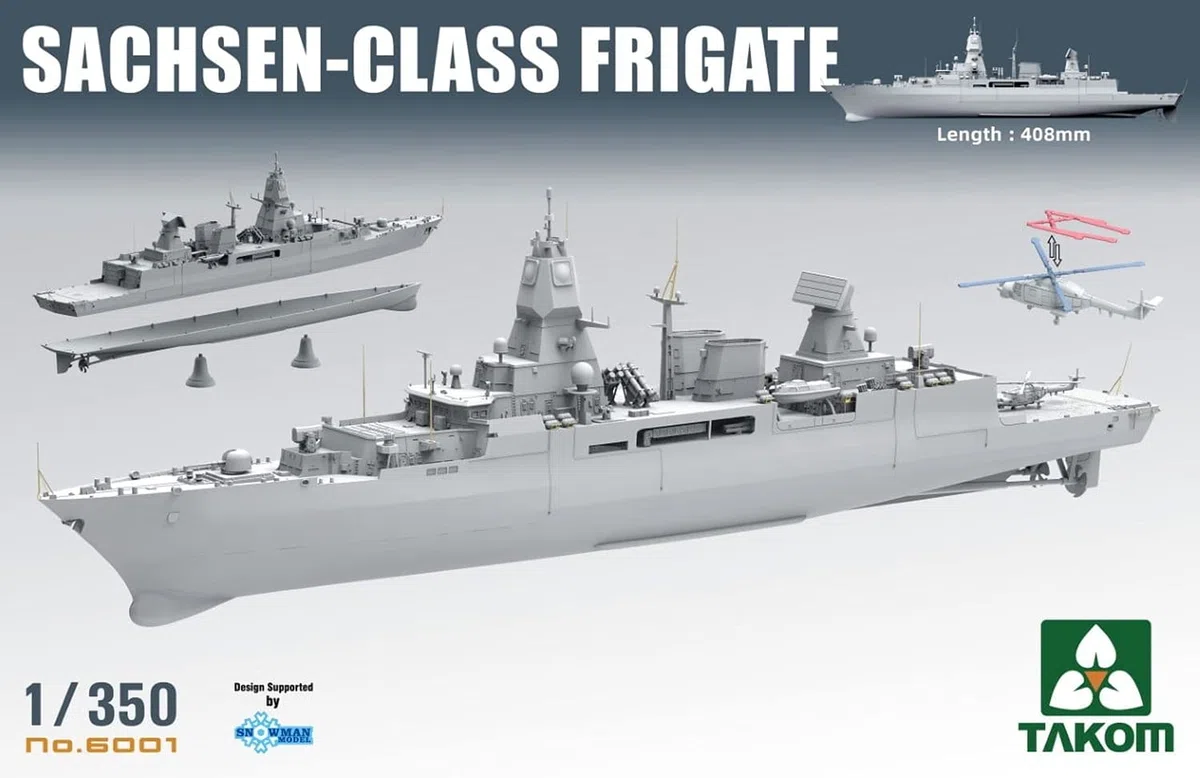 Takom La fábrica TAK6001 Sachsen CLASS FRIGATE 3 en 1 – Escala 1:350 – Modelismo (TKO6001)