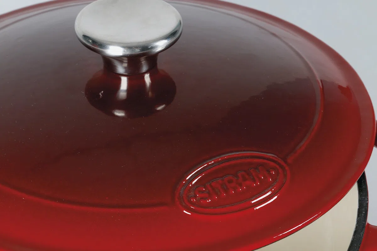 Sitram Sitraslow Cocotte Redonda, Hierro Fundido, Rojo, diametro 24 cm