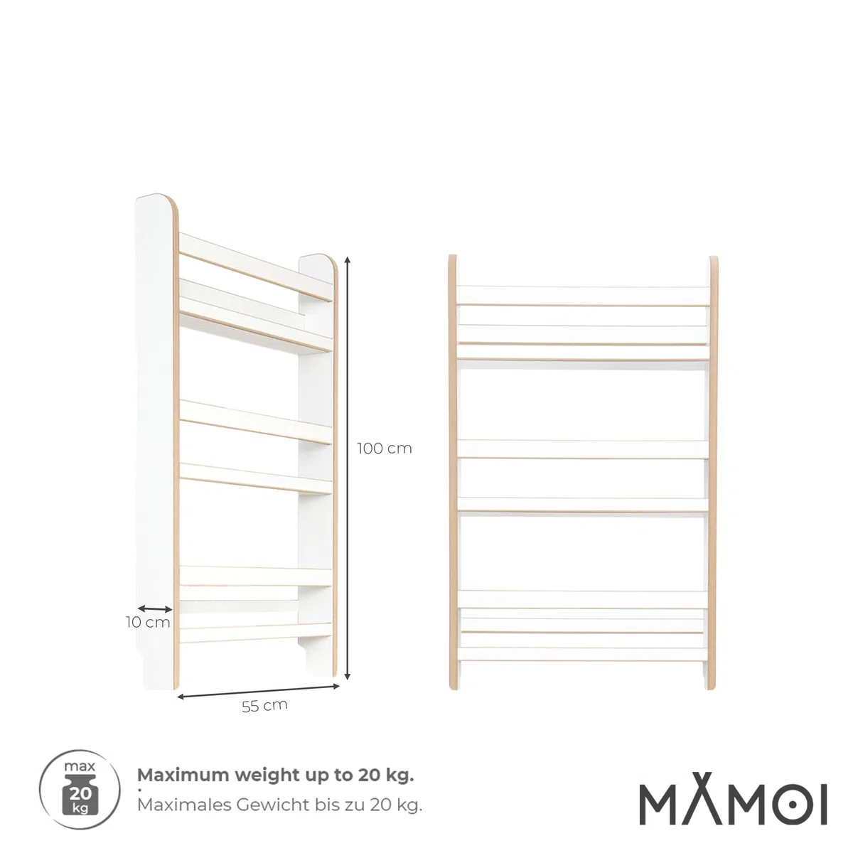 MAMOI® Estantería Infantil de Tablero a Base de Madera – Caja para Libros, estantería para niños, estantería para habitación Infantil, Banco para Libros, Estante de Pared