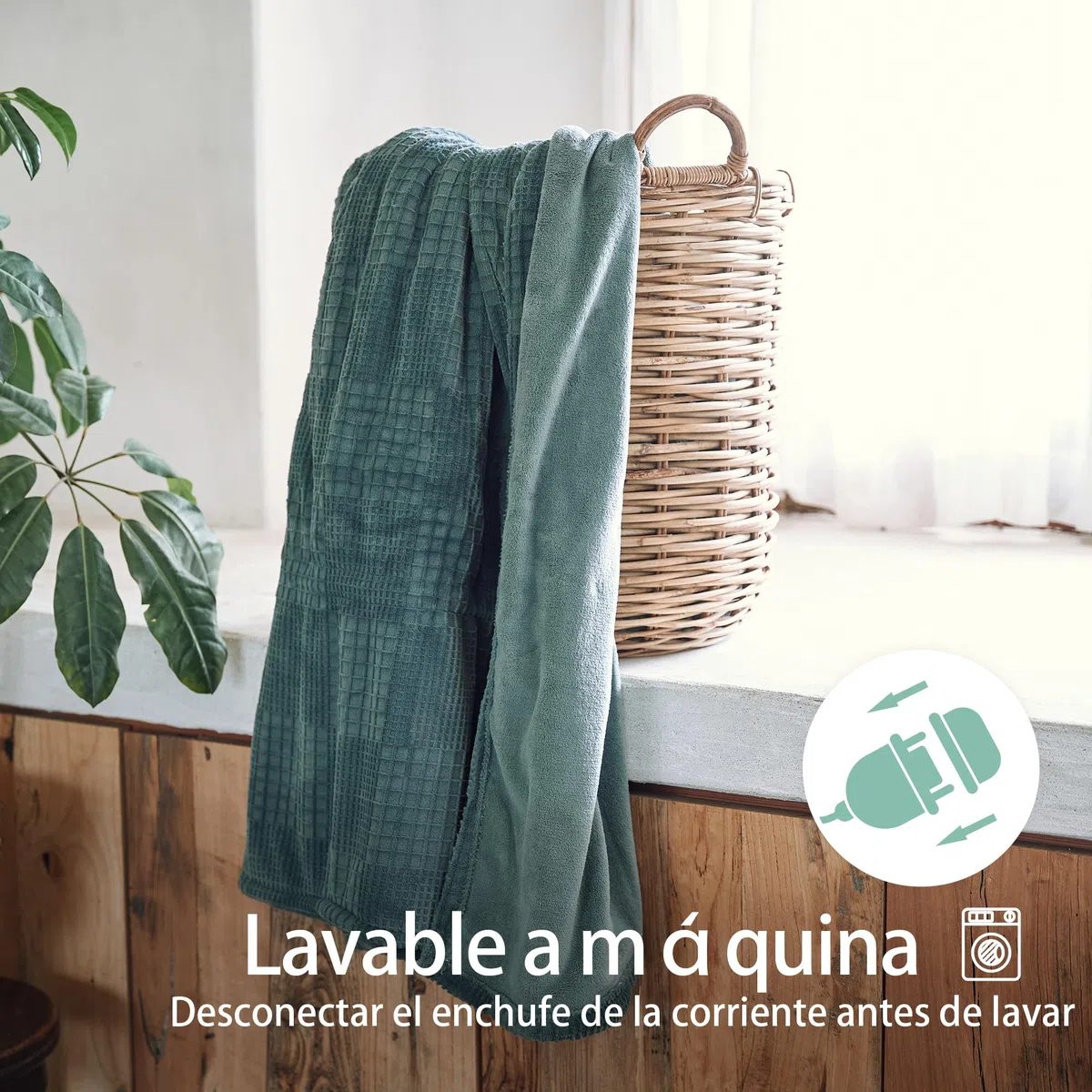 Texciting Manta Eléctrica 150x200cm-Manta Electrica Grande 9 Niveles de Calor - Apagado Automático 10h Lavable en Lavadora (Verde)