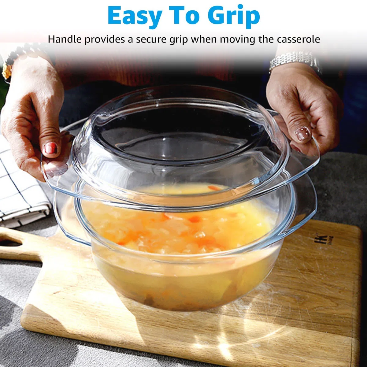 YAYODS 3 fuentes de cristal con tapa, 650/1000/1400 ml, redondas, para microondas con tapa redonda, apta para horno, con asas para ensalada de frutas, carne, microondas, horno