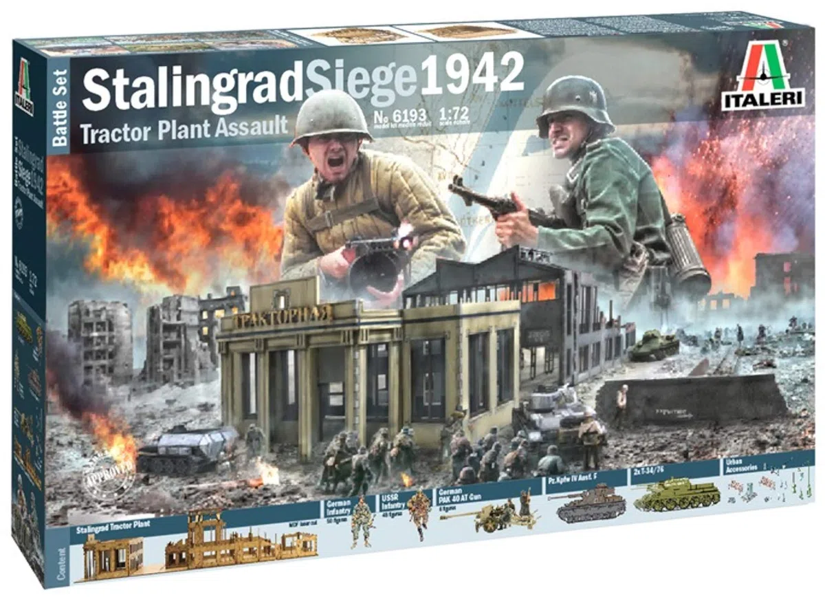Italeri 6193 Set de Batalla 1:72 Asedio de Stalingrado-Modelo de Suelo, Hobby, Pegado, Kit de plástico, detallado, Multicolor, 44 x 7.1 x 27.1 cm