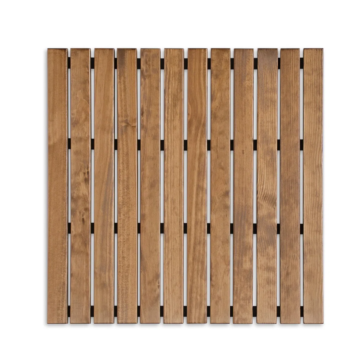 Tarima/Alfombra Flexible de Baño, Madera de Color Teca, Antideslizante con Tiras de Caucho, Sin Tornillos, Resistente a la Humedad (60 x 60 cm)