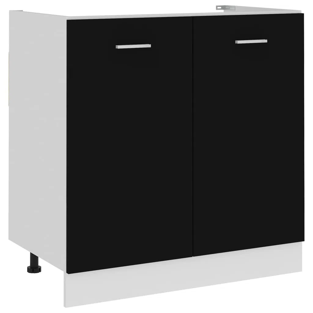 Wakects - Mueble de Cocina Bajo Fregadero con 2 Puertas, de Aglomerado, 80 x 46 x 81,5 cm, Color Negro