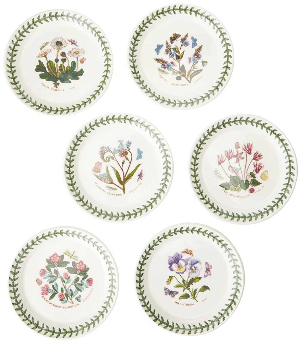 Portmeirion Botanic Garden - Platos de pan y mantequilla de 15 cm, juego de 6