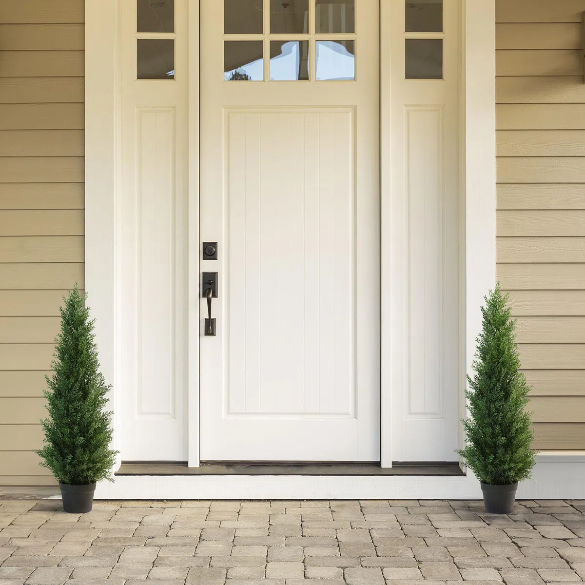 CROSOFMI Planta Artificial Grande Exterior Decorativas 95 cm Cedar Tree Arbol Artificial con Maceta(2 Pack)