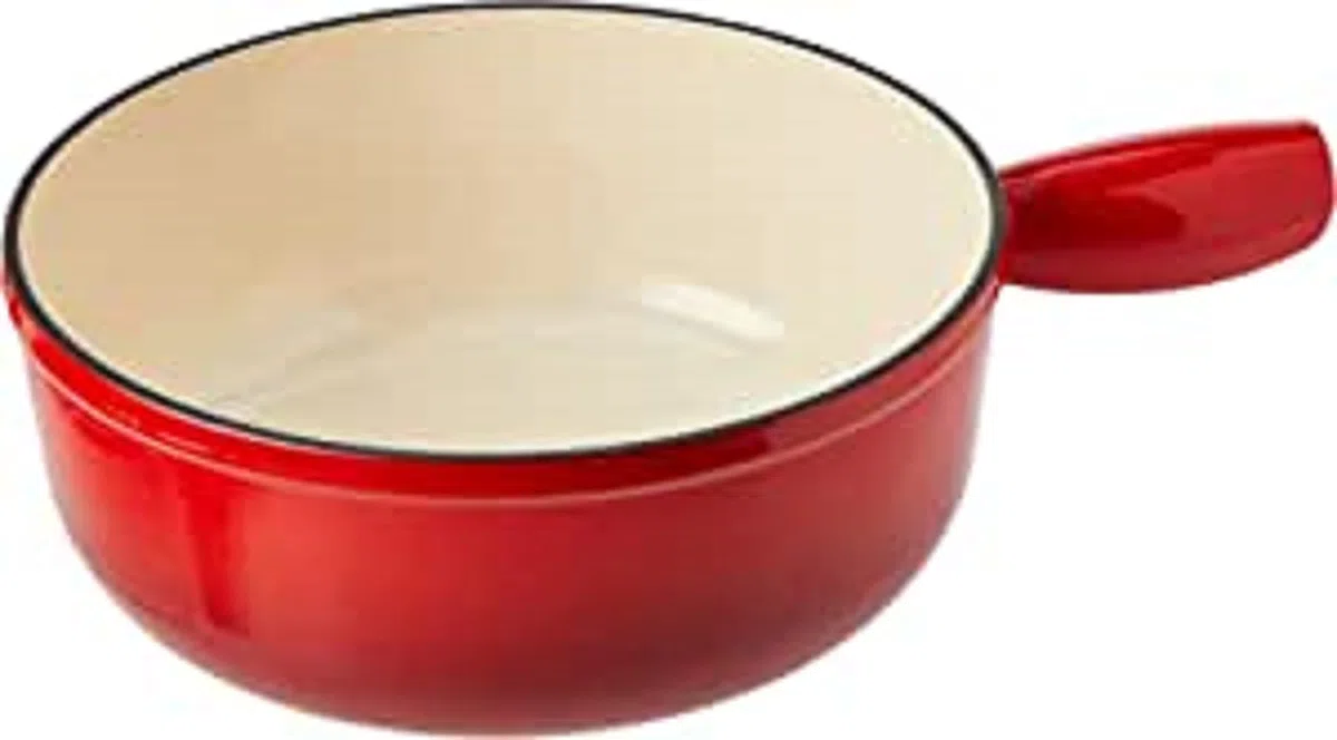 Kuhn Rikon 32056 - Cacerola para Fondue para vitrocerámica de inducción (24 cm), Color Rojo