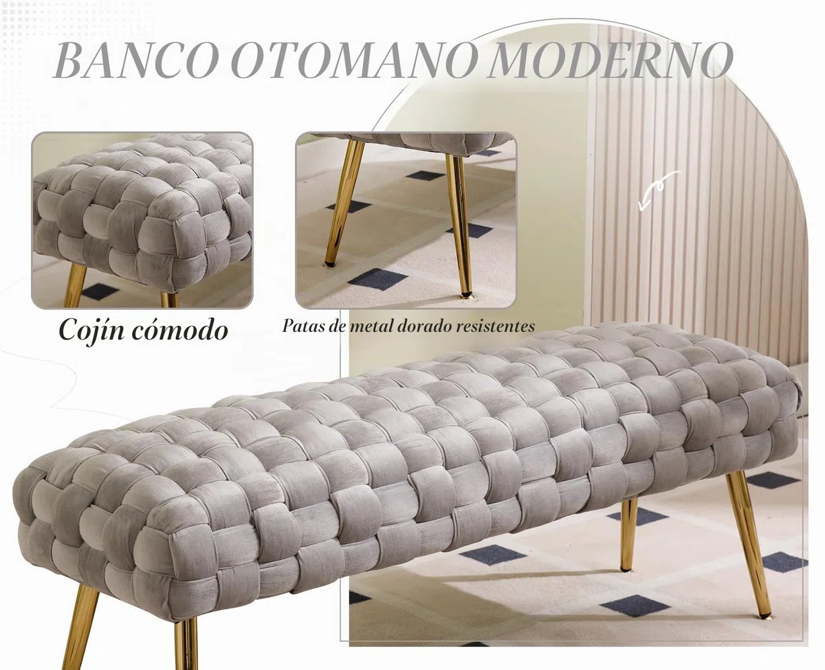 Ya-Home Banco Zapatero de Terciopelo, Banco Recibidor, Banco de Cocina para Salon/Oficina/Balcon,Gris