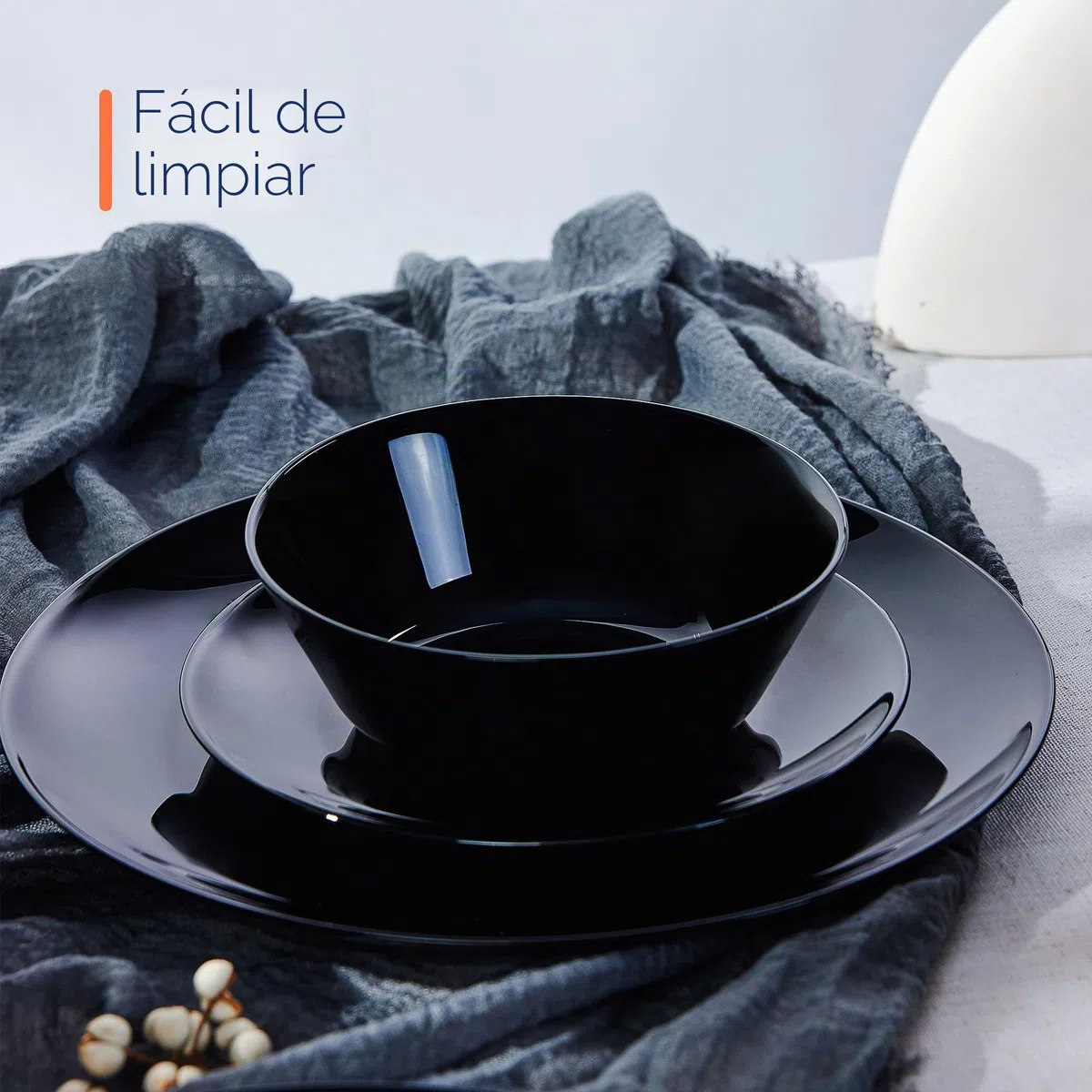 LaGlint Juego de Vajilla 18 Piezas Negro, Vidrio Opalino Vajilla para 6 Personas con 6 Platos Llanos, 6 Platos de Postre y 6 Cuencos de Cereales, Aptos para Lavavajillas y Microondas
