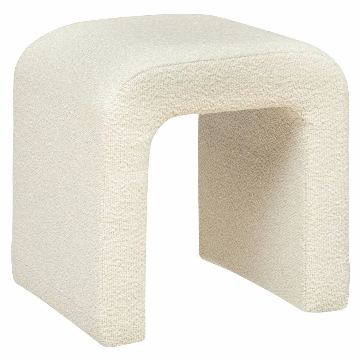 Atmosphera - Puf Sevi en Tejido bouclé Blanco - 41 x 35,5 x 43 cm, Estilo escandinavo - Asiento Adicional para salón y Dormitorio