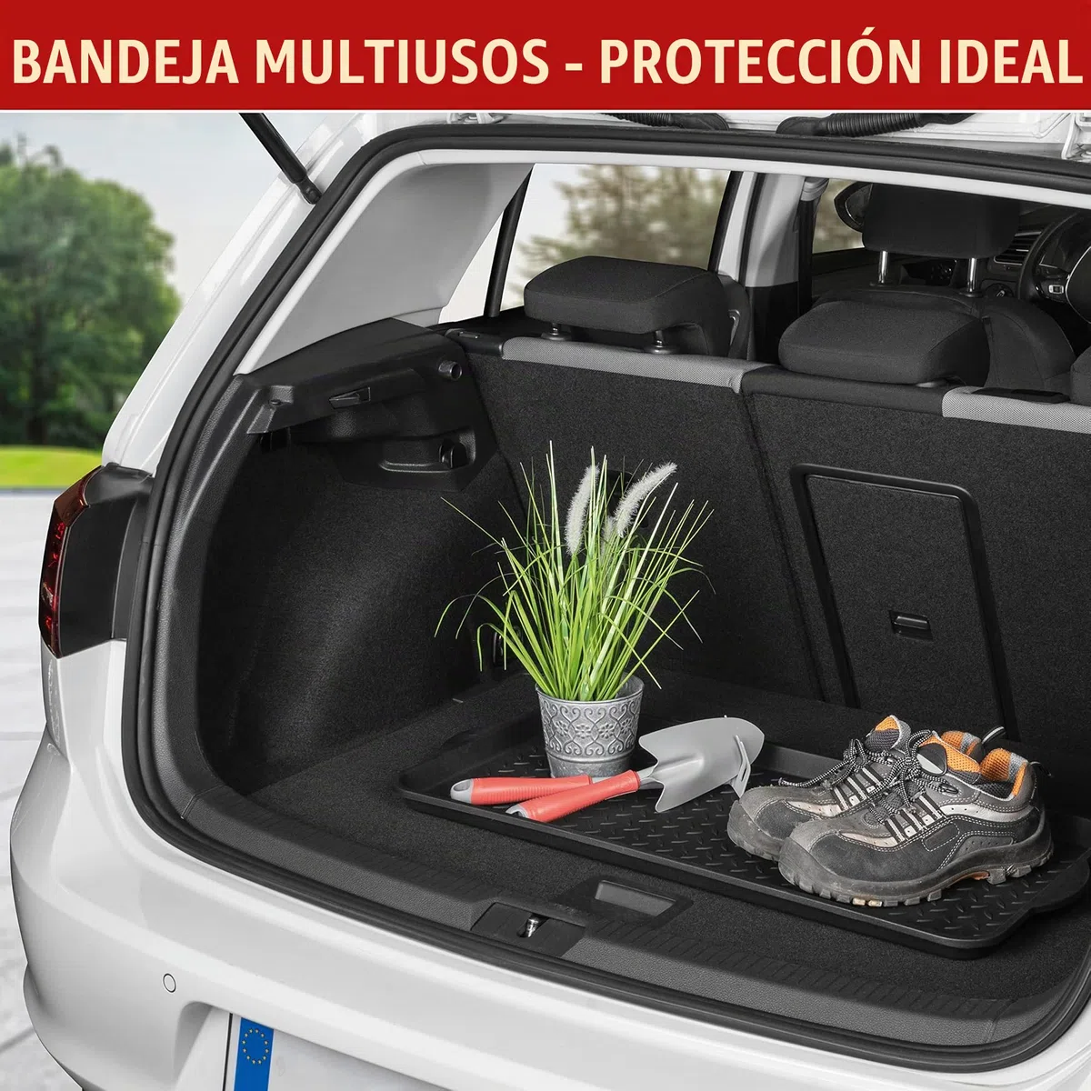WALSER Bandeja Multiusos Safetray, Bandeja Universal para Botas, Bandeja de plástico, Bandeja de Goteo para Aceite Grande 99x47x3 cm Negro 28101