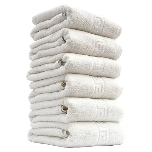 Elige ADP Home - Pack de 6 Und. Toalla Greca, 100% ALGODÓN, Textil para HOSTELERÍA, (Blanco, 100 X 150 CM)