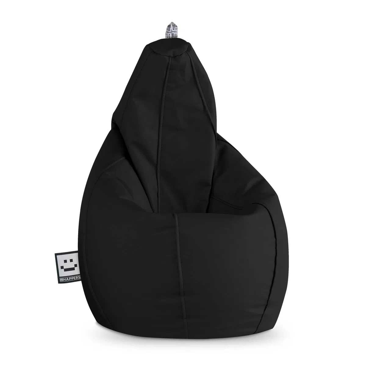 HAPPERS Puff Pera para Salón y Dormitorio con Relleno | Polipiel Alta Resistencia | Sillón Relax Ergonómico Infantil y Juvenil | Puff para Leer y Jugar | Negro 130x75 XL