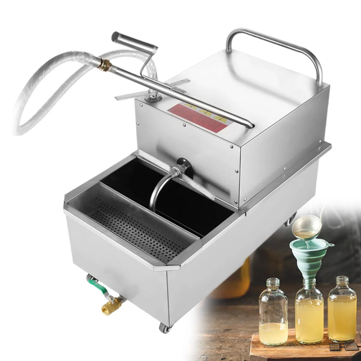 Máquina de Filtrado de Aceite para Freidora Móvil Comercial de 65 L/Camión con Filtro de Aceite, Filtrado de Aceite para Freír con Filtro de 550 W para Restaurantes, Sedimentación por Gravedad